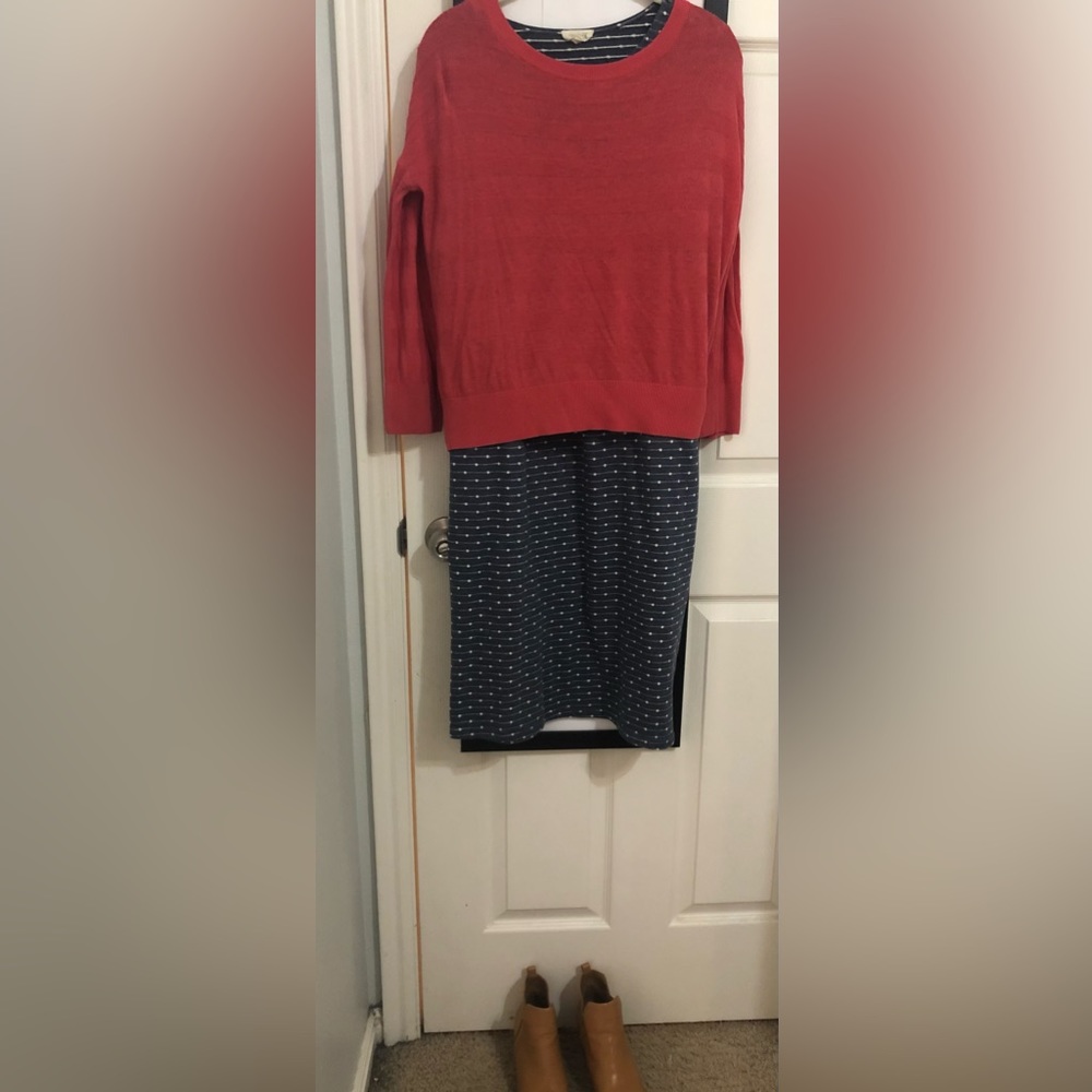ROOLEE Blue Pattern Midi Dress with Tie | Very Gently Used
